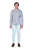 Threadwork Grey bandhgala with mint shirt and pants
